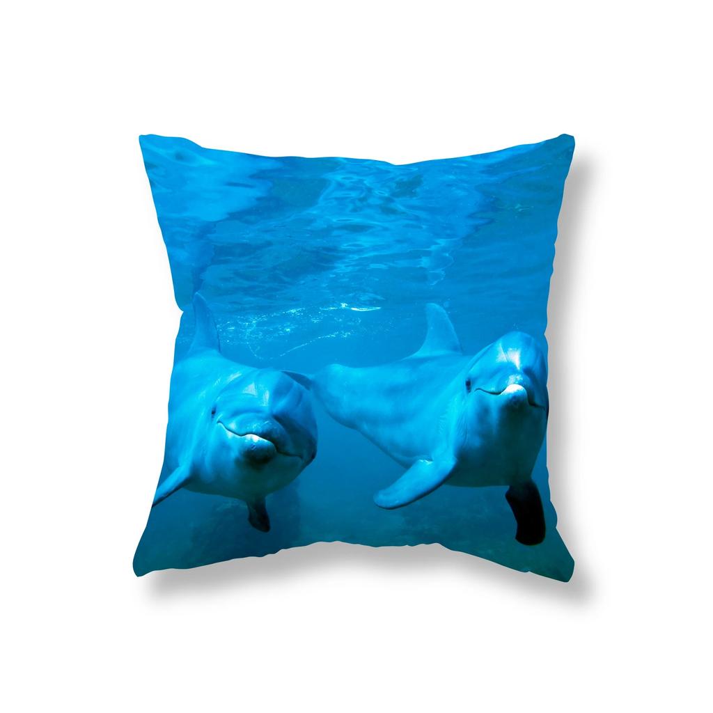 Living Room Sofa Car Cushion Cover Luxury Home Decoration Pillow Cover Cute Dolphin Marine Life Pillow Cover