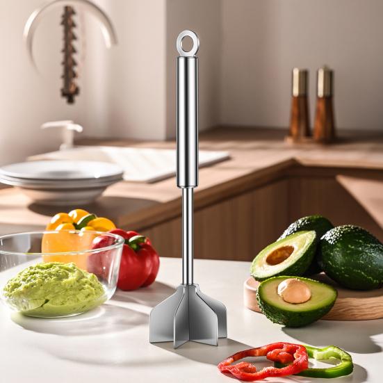 Meat Chopper Tool, Stainless Steel Ground Beef Crusher with 6 Blades, Hamburger Masher for Turkey Chicken, Potato Masher & Food Processor