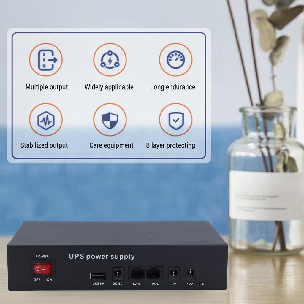 Uninterruptible Power Supply Backup 12000mAh DC5V9V12V POE24V Output Uninterruptible Battery Backup for Household Appliances