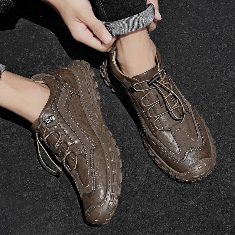 British Leather Shoes Leather Men's Casual Single Shoes Handmade Shoes Stitched Casual Leather Shoes Outdoor Fashion Men Flats