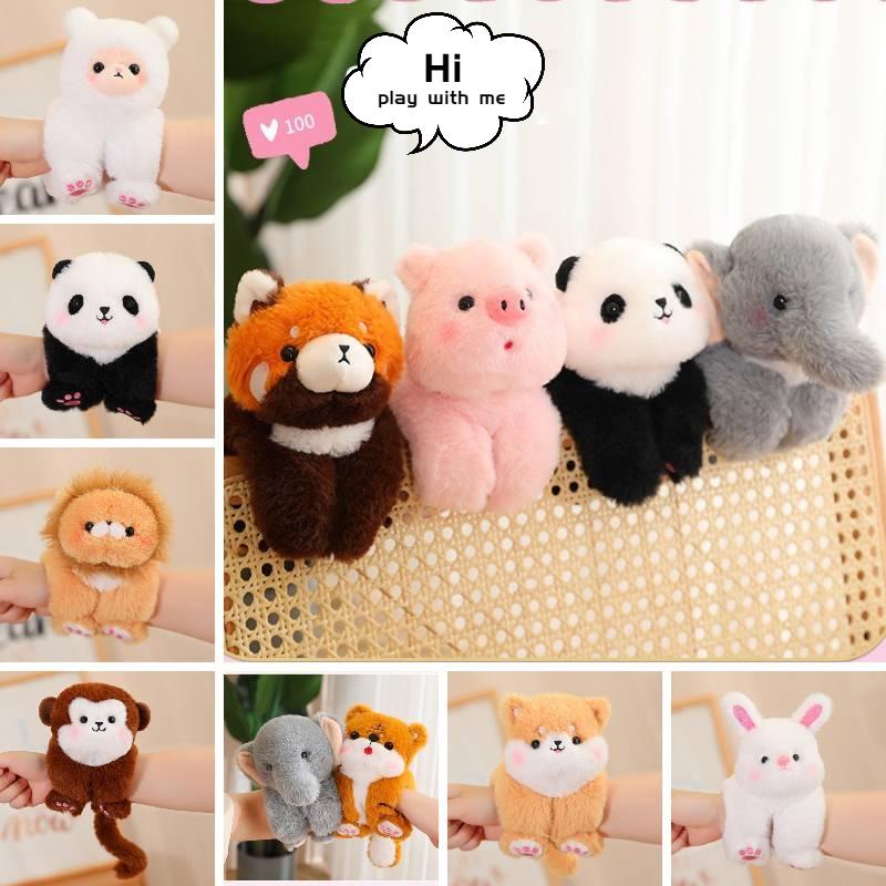 Cute Animal Plush Toys With Snap Bracelet Adorable Elephant And Lion Hand Ring Stuffed Doll For Kids
