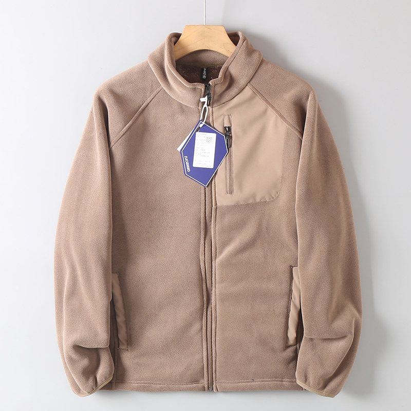 Export Heattech Polar Fleece Jacket Men Stand Collar Fleece Padded Coat New Loose Top Autumn and Winter Thickening Fleece Sweater