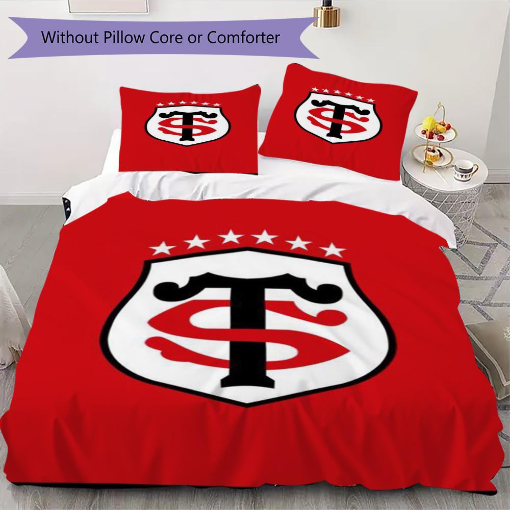 Stade Toulousain Pattern Bedding uilt Set uilt Cover Pillowcase Home Decoration Birthday Gift (1 * duvet cover + 2 * pillowcase without core)178