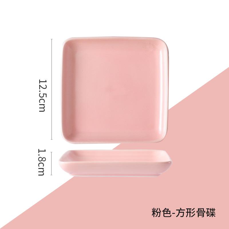 Creative Ceramic Square Bone Saucer Restaurant Household 5-Inch Small Plate Fruit Snack Sauce Saucer