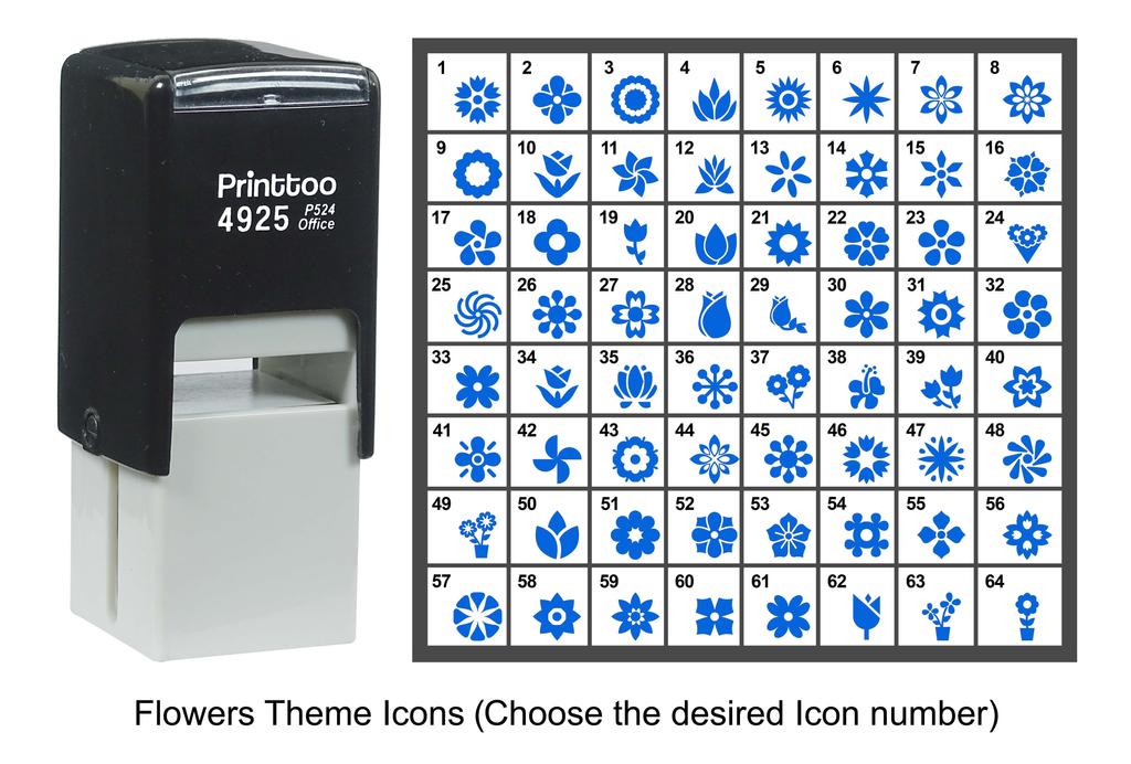 Printtoo Flowers Theme Icons Rubber Stamp Self Inking Stamper 24 Mm