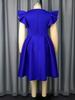 A Line Ruffle Sleeve Plus Size Dress with Pearl Embellished Neckline Ideal for Wedding Cocktail Parties and Special Celebrations