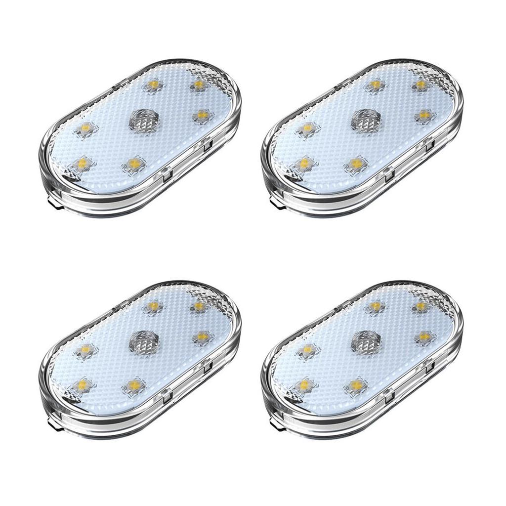 Mini LED Closet Light, Wireless Touch Light, USB Rechargeable, Multicolor, for Cabinet Lighting, Bedroom, Wardrobe, Counter, Kitchen (4 Pack) (White)
