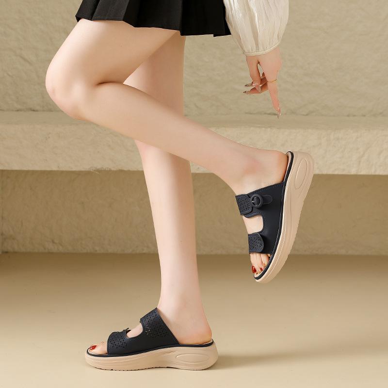 Șlapi Casual Noi pentru Femei, cu Vârf Decupat și Talpă Groasă, pentru Plajă și Încălțăminte Casual