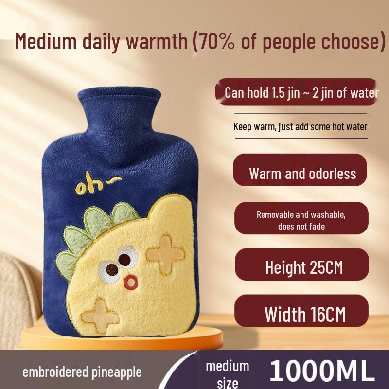 Explosion-Proof Hot Water Bottle with Cute Plush Cover - Ideal for Abdomen and Bed Warmth