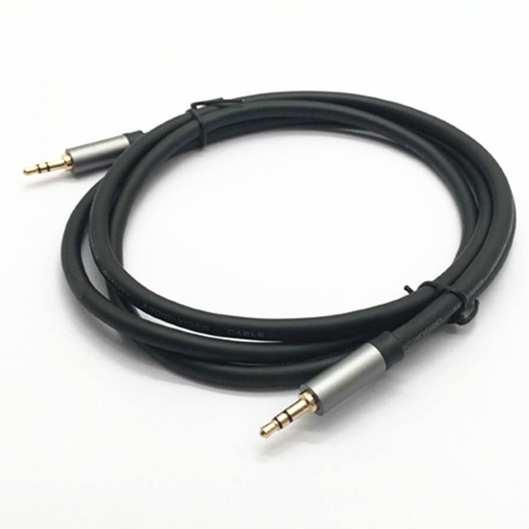 Gold-Plated Aluminum 3.5mm Male-to-Male AUX Recording Cable, Black Leather Finish