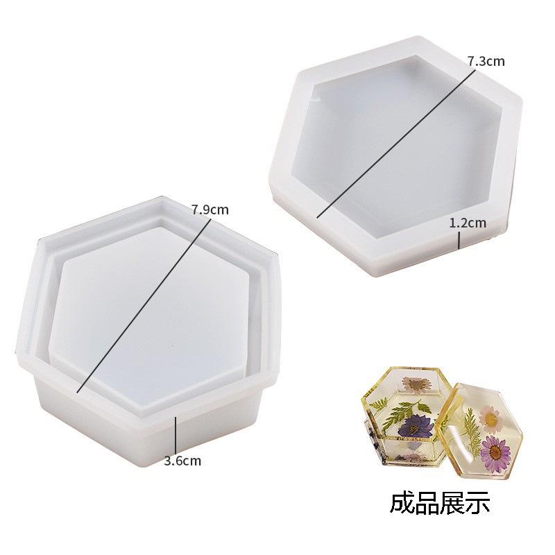 Round Hexagon Storage Box Mold Crystal DIY Epoxy Resin Heart Jewelry Box Silicone Mold Brush Pot Resin Mold Jewelry Handcrafts