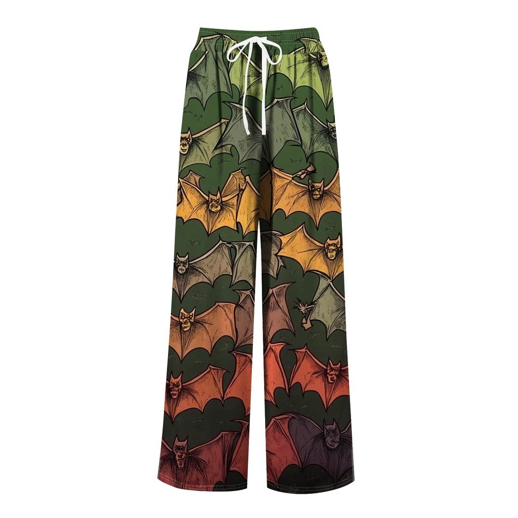 Women's Printed Wide Leg Pants With Pockets High Waist Drawstring Loose Casual Pants