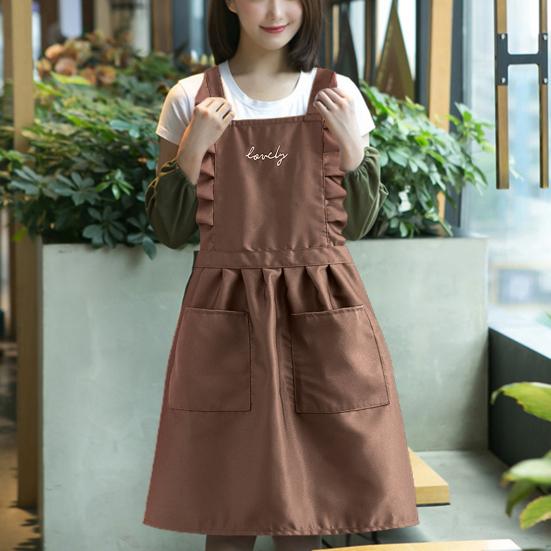Kitchen Apron with Pockets Strap Adjustable Breathable Thin Ladies Princess Skirt