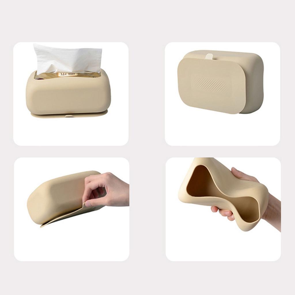 Tissue Box for Bathroom Kitchen Wall Mounted Napkin Storage Dispenser Paper Towel Holder Suction Cup Tissue Container