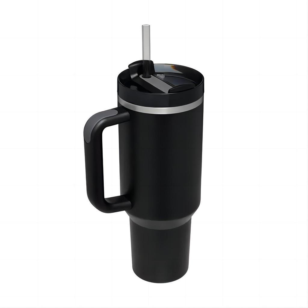 40oz Stainless Steel Insulated Travel Mug with Handle and Straw