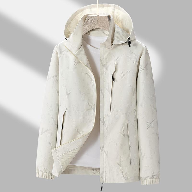 Men's New Spring Trend Jacket Loose Removable Cap Outdoor Hiking Wear Couple Windproof Waterproof Jacket