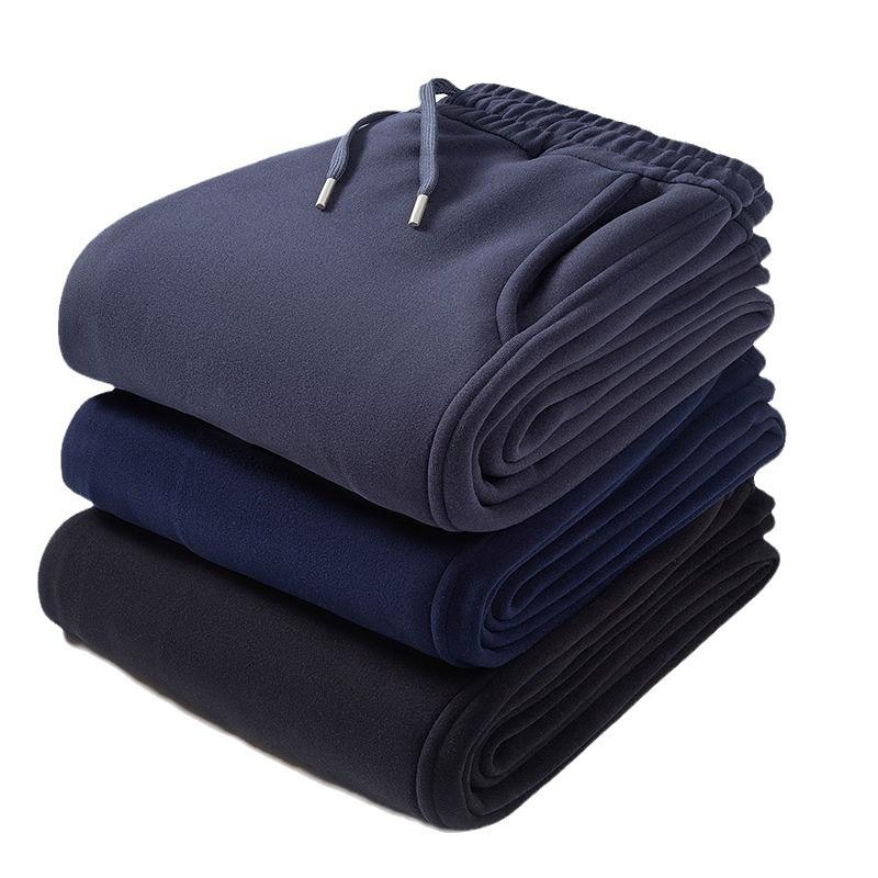 Winter Men'S Fleece-Lined Thickened Sweatpants Windproof Pants Warm Cotton Pants Casual Pants Sports Pants Men'S Pants