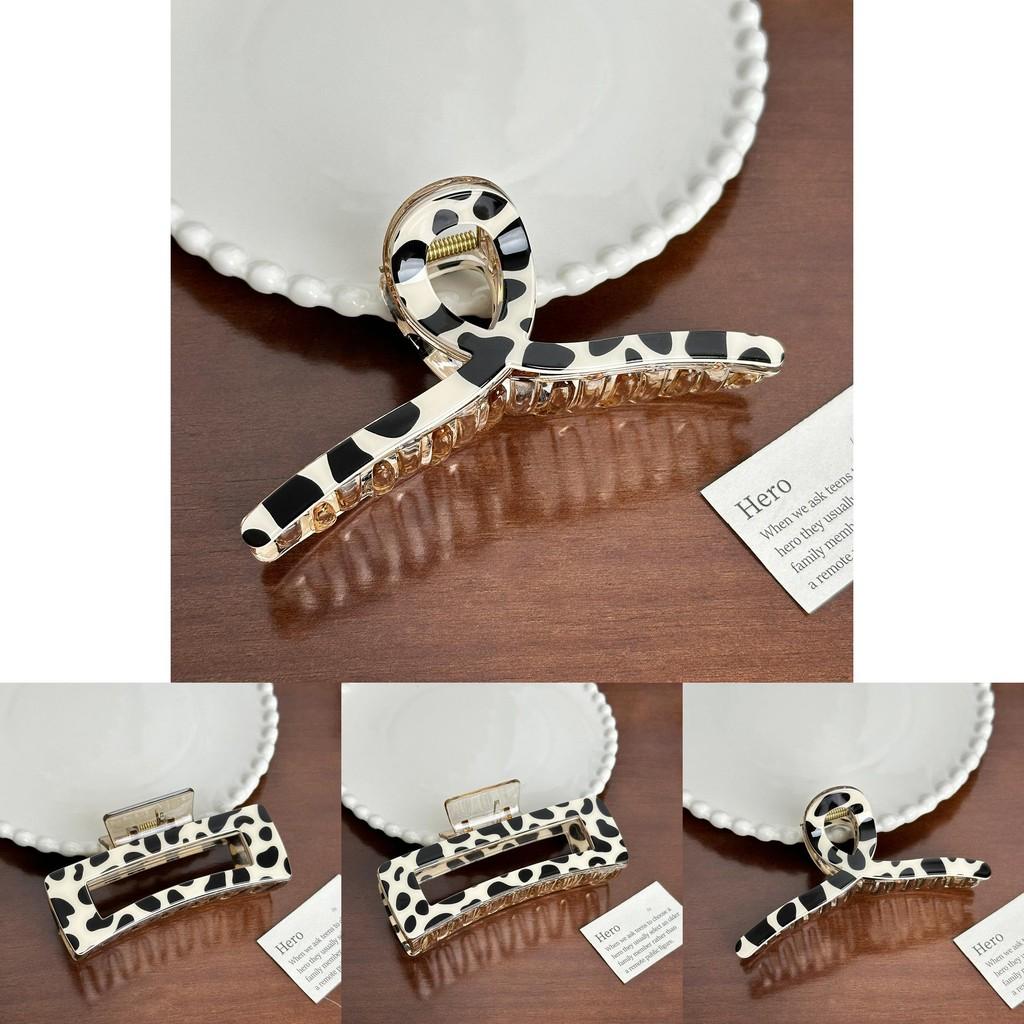 Retro Cow Large Print Hair Claw Clip Elegant Design Ideal For Trendy Womens Hairstyles