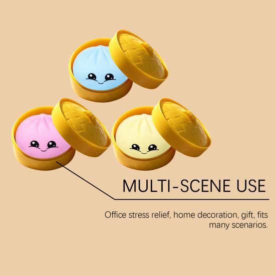 Cute Steamed Bun Squeeze Toy Realistic Soft TPR Fidget for Stress Relief Non-Sticky Slow Rebound Decompression Gadget for Kids Adults