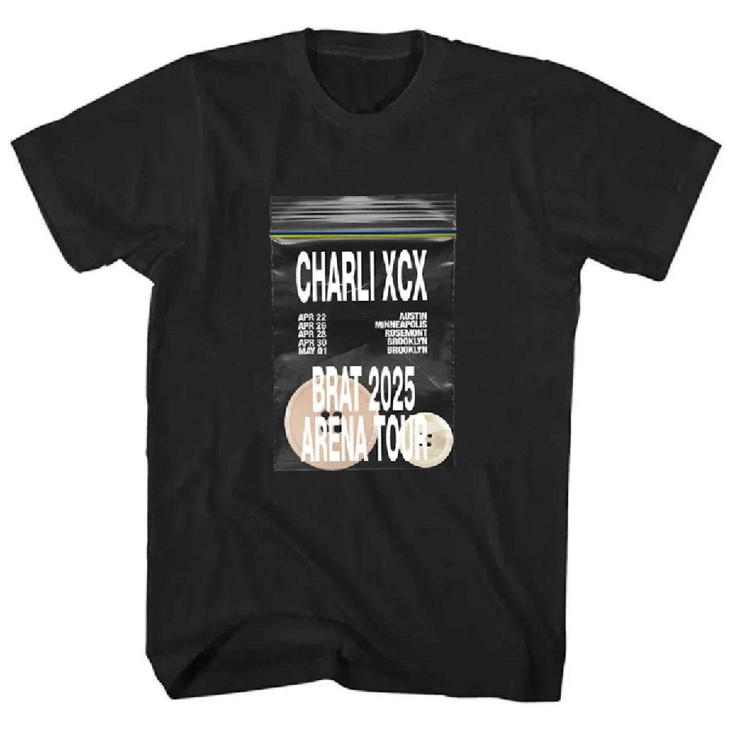 

Charli XCX Brat 2025arena Tour T-shirt Cotton High Quality Male Tshirt Summer Short Sleeve Round Neck Shirt MenWomen Clothes S