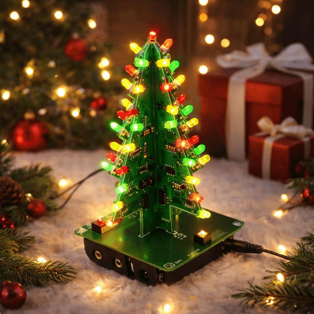 Red Green Yellow Led Led Christmas Tree Flashing Toy Three-Dimensional Design Soldering Practice Kit 3D Led Christmas Tree Kit
