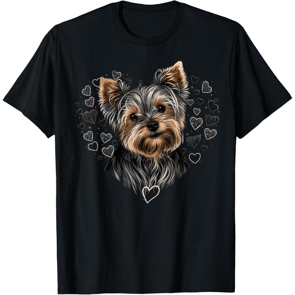 Love Heart for Valentines Day on Yorkshire Terrier Lover T-Shirt XXL чёрный