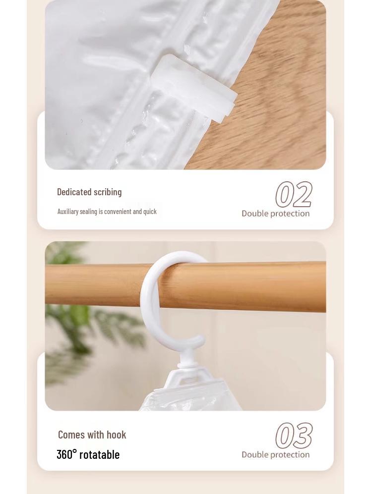 Hanging Vacuum Compression Storage Bag for Jackets and Quilts