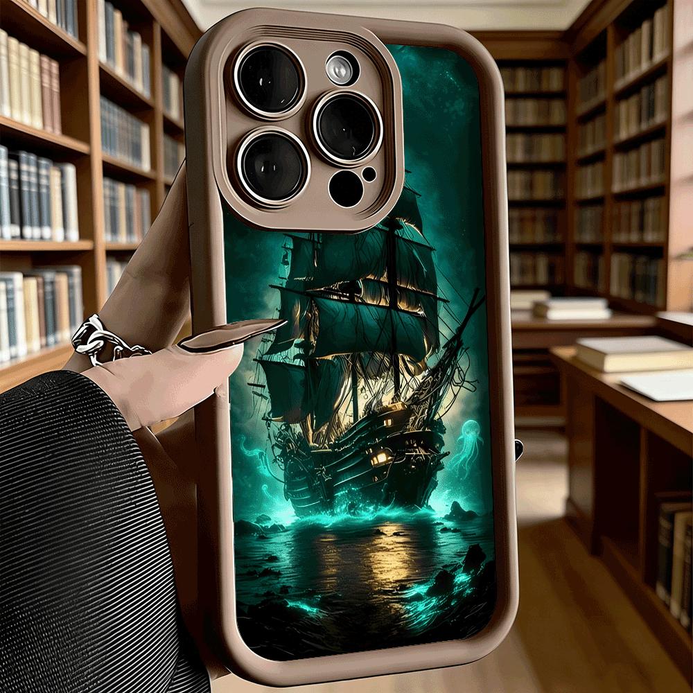 Ghost Ship in Bioluminescent Sea Anti-Slip TPU Phone Case For Xiaomi Redmi Note 15 14 13 12 11 10 9 Pro Full Protective Cover