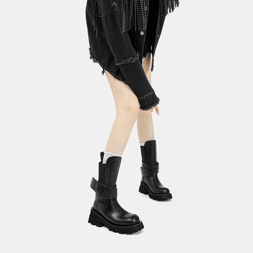 Platform Mid Heels Women High Boots Shoes Women 2025 Trend Snow Boots Winter Mid Calf Shoes Pumps Goth Dress Mujer Zapatos Botas