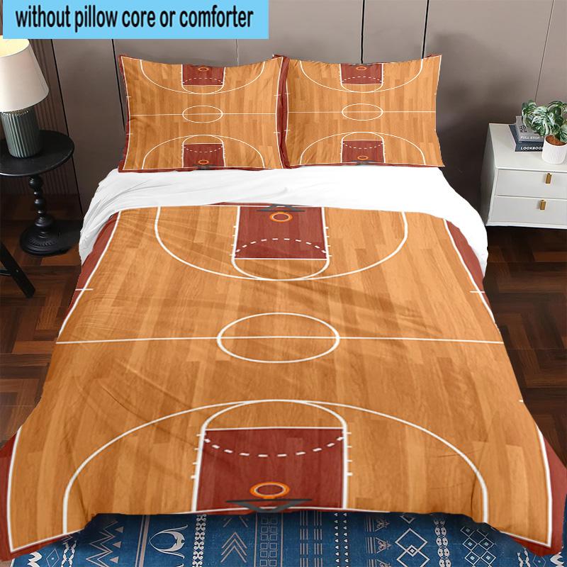 3PCS Basketball On Fire And Ice 3pcs Bedding,Including 3PCS Duvet Cover And 2pcs Pillowcases Perfect for Christmas,Ideal for Bedroom, Dormitory