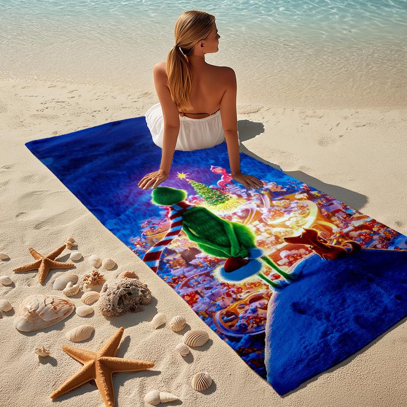 Grinch Christmas Stylish Digital Printing Beach Towel Quick Drying Absorbent Blanket For Beach Pool Gym Travel Christmas Gift C9211451