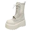 Fashion 8CM Designer Summer Platform Ankle Boots for Women Black White Mesh Breathable Sandals Casual Shoes Woman Thick Bottom Booties