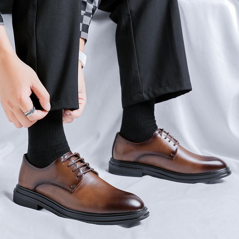 Inner heightening leather shoes men's new business dress British style casual heightening trendy shoes 1396-R