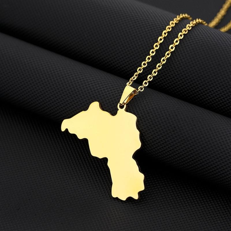 Trendy Kurdistan Map Shaped Pendant Necklace Map and City Necklace Long Choker Gothic Party Fashion Jewelry