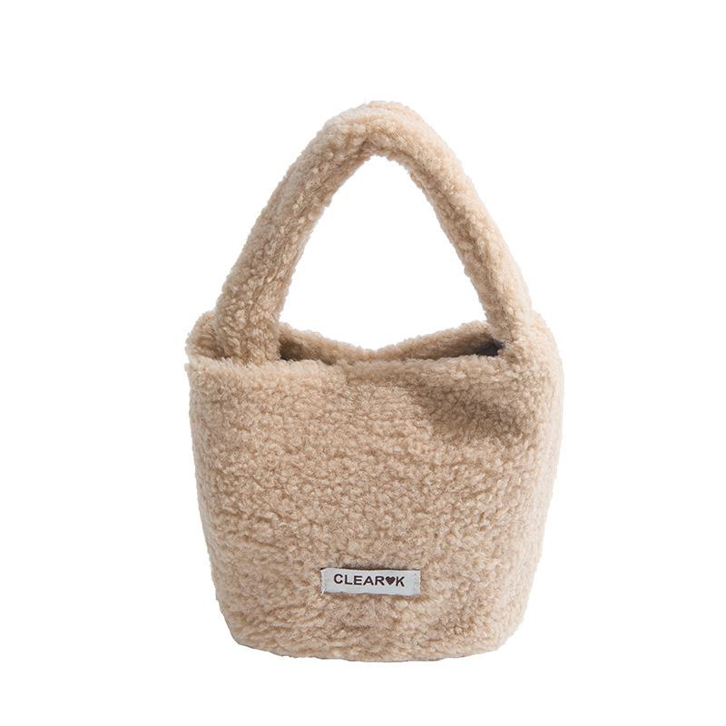 Plush Personality Trend Lamb Fluffy Autumn and Winter New Model Fluffy Crossbody Portable Bucket Bag Woman