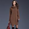 Women's Autumn and Winter Solid Color Slim Knit Dress Spring High Neck Medium Long Elegant Sweater