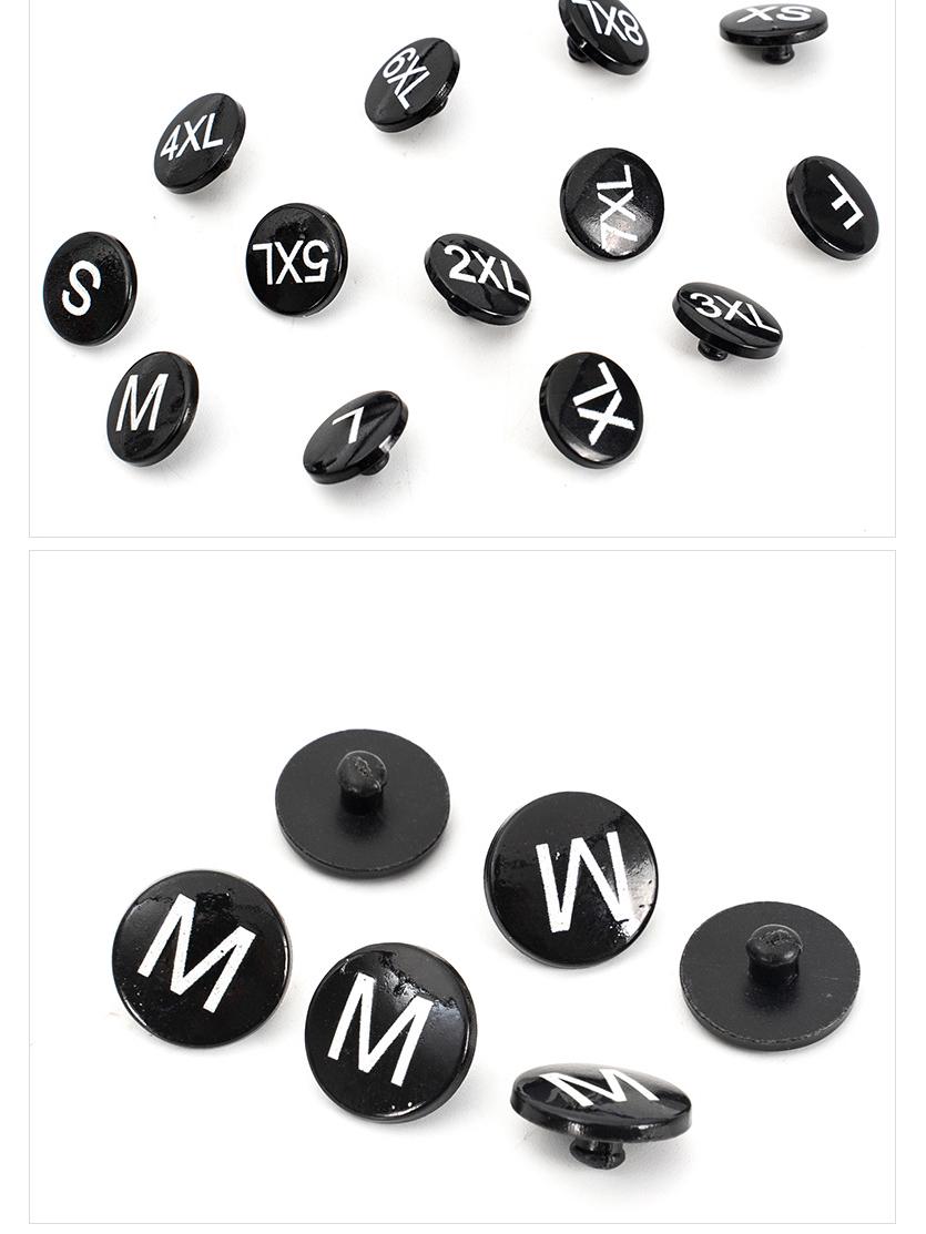 Detachable Size Tags with Round Black & White Two-hole Washable Buttons