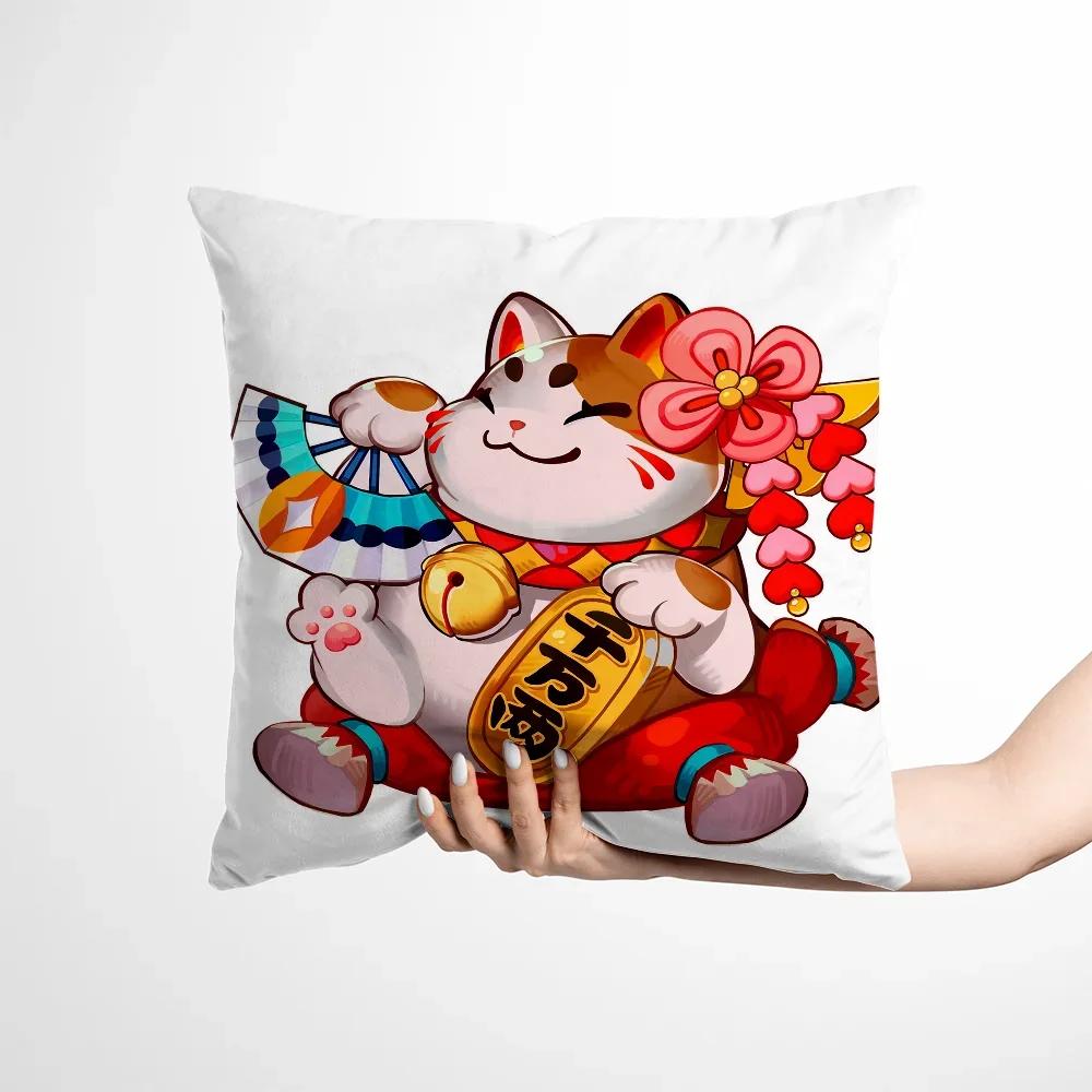 Decorative Cushions for Sofa Pillow Cover Fortune Cat Twin Size Bedding Cushion Cover Bedroom Decoration Living Room
