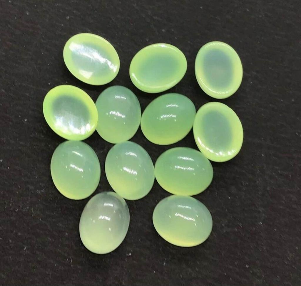 Natural Green Prehnite Oval Cabochon | Light Green Prehnite Loose Gemstone | Translucent Prehnite for Jewelry Making