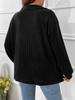 2025 Autumn/Winter Women's Plus Size V-Neck Ribbed Brushed Long Sleeve Top