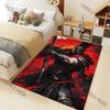1PC Black-Armored Warrior Blazing Flames Print Carpet for Living Room Bedroom Sofa Home Decor Rus Non-slip Floor Mat Luxury Gift
