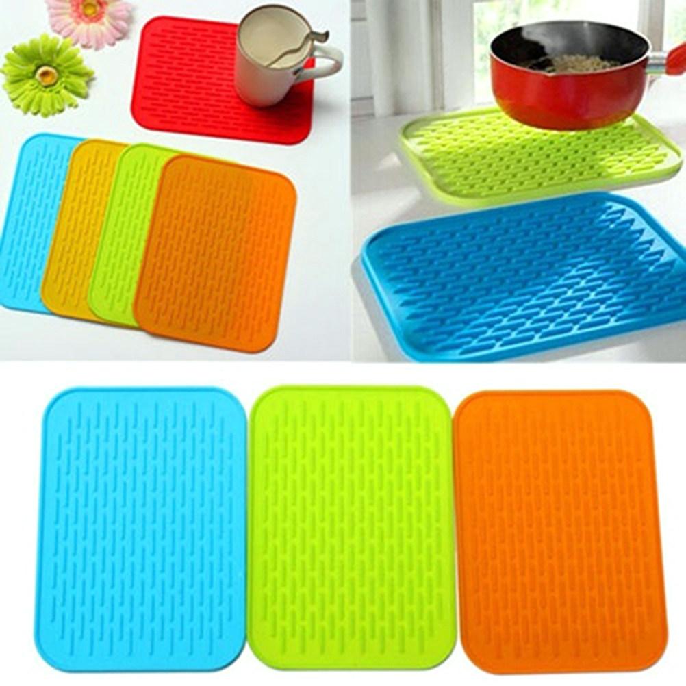 Silicone Heat Resistant Mat Colorful Non-Slip Kitchen Pot Holder Hot Pad Silicone Table Mat Cooking Cushion Placemat
