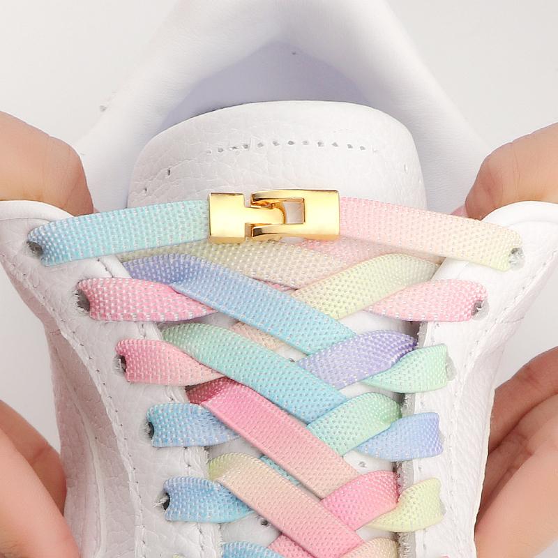 Cross Lock Shoelaces Colorful Rainbow Elastic Flat Laces Without Ties Shoelace Sneakers No Tie Shoe Laces Kids Adult Shoestrings