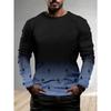 Men's 3D Printed Long-sleeved T-shirt, Comfortable, Breathable and Versatile Men's Top