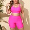 New Split Fat Woman Sports Swimsuit Women's Large Size Nylon Solid Color European and American Conservative Tanki