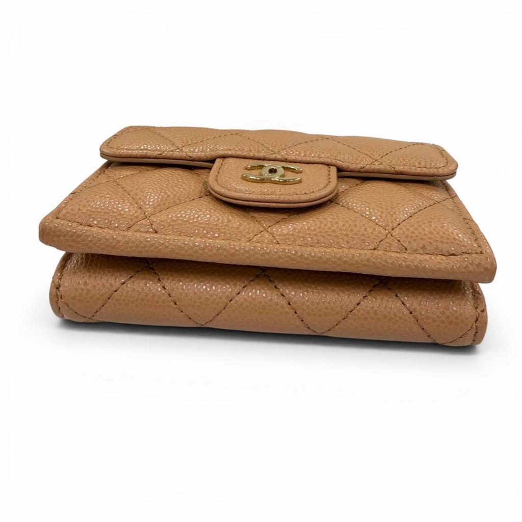 Pristine CHANEL Classic Small Flap Wallet COCO Mark Matrasse Brown AP0230 Used