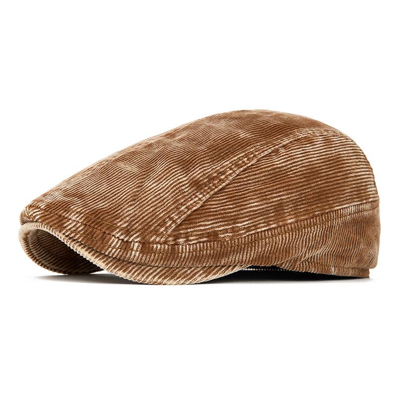 Autumn Winter Corduroy Beret Men Painter's Cap British Vintage Progressive Cap