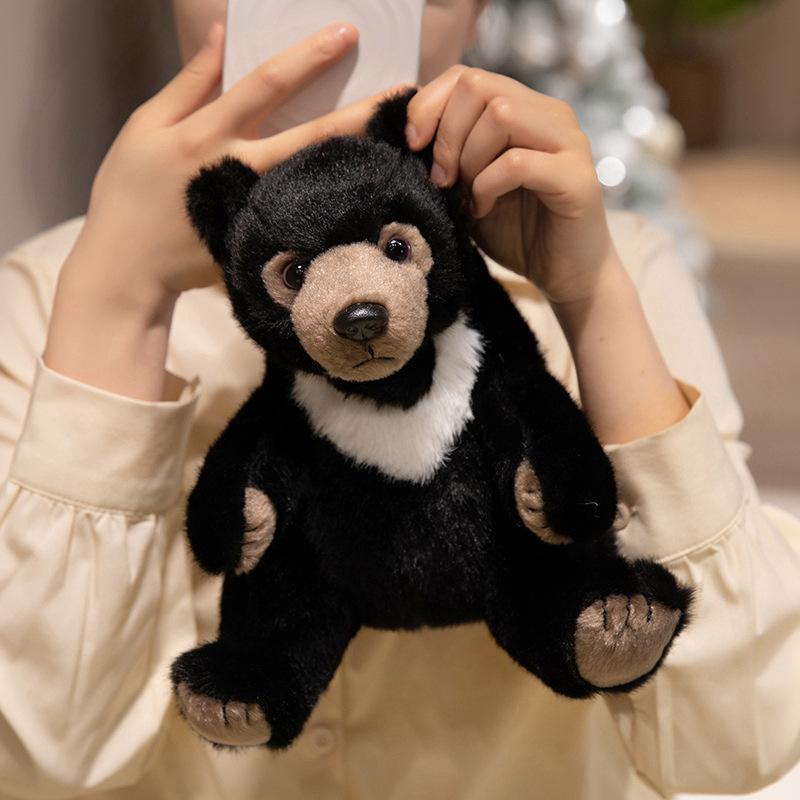 Cartoon Simulation Black Bear with Panda Doll Plush Toy Doll Children Sleeping Pillow Doll Girl Gift