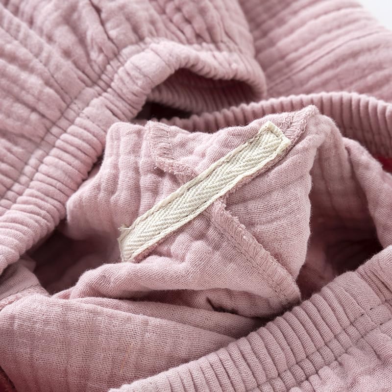 Netakara Gauze Natural Thick Comfortable and Long Solid Warm and Relaxed Green Women's 4-Layer Pajamas, Autumn/Winter Set, 100% Cotton, 4-Layer Gauze,