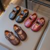 Autumn Little Girl Leather Shoes Shallow Retro New Kids Flat Shoes Causal Simple Children Ballet Shoes for Wedding Party